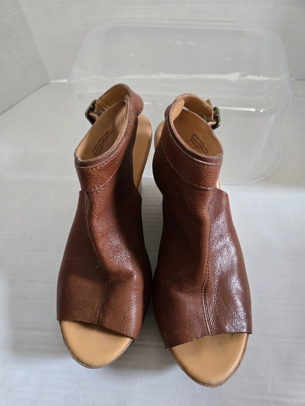 Kork-Ease Brown Leather Wedge Sandals - Women's